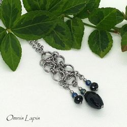 Naszyjnik chainmaille - onyks i lapis-lazuli