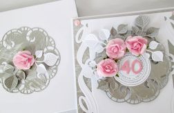 Kartka 40 ROCZNICA ŚLUBU popielato-biała