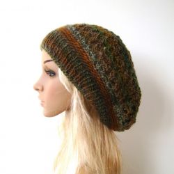 ażurowy beret - czapka w jesiennych barwach