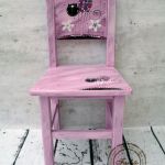 krzesełko z oparciem różowy kot - drewniane krzesełko