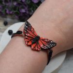 Regulowana bransoletka "czerwony motyl" - bransoletka z motylem