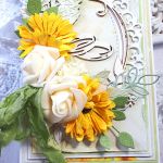 Kartka ślubna ze słonecznikami - Kwiatowa ozdoba na kartce