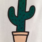 Biała koszulka ręcznie malowana kaktus unisex - T-shirt unisex unikat