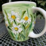 Porcelanowy kubek ręcznie malowany Letnie kwiaty  - 