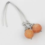 Kolczyki pomarańczowy agat 10mm, długie bigle, stal chirurgiczna - Kolczyki pomarańczowy agat 10mm, długie bigle, stal chirurgiczna 1