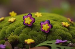 Kolczyki kwiatuszki z modeliny