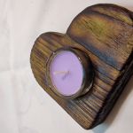Świecznik drewniany świerk Shou Sugi Ban mchowy, Romy No. 22 - 