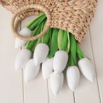 TULIPANY, biały bawełniany bukiet - bawełniany bukiet białych tulipanów