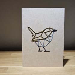 Kartka okolicznościowa - haftowana - ptak