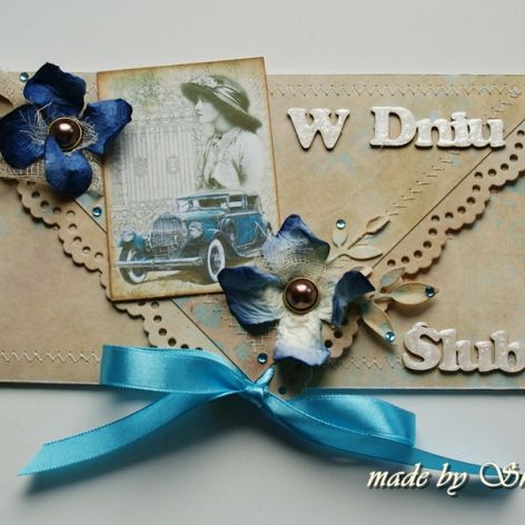 Kopertówka z okazji ślubu-' retro błękit'