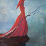 Allisandre, ręcznie malowany obraz olejny. - obraz wiedźma czarownica z miotłą