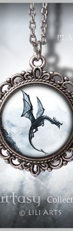 Medalion Czarny Smok - Black Dragon - zdobiony