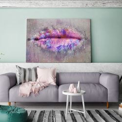Obraz na płótnie - usta różowy fioletowy - 120x80 cm (71201)