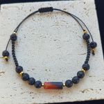 Bransoletka męska "Luca" - agat, lawa wulkaniczna, hematyt. - wygodna