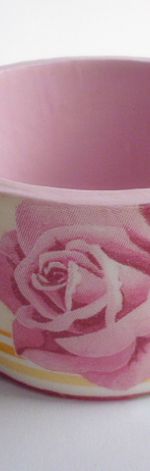 Bransoletka płaska z motywm roży decoupage