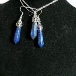 Lapis lazuli z pirytem, elegancki zestaw biżuterii - 