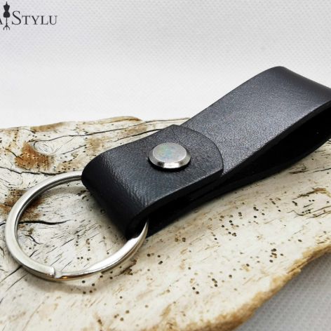 brelok męski skórzany - czarny