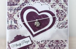 Kartka ślubna - słonik na szczęście KS112