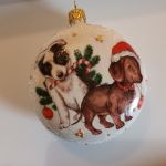 Bombka, medalion , średnica 10 cm, z pieskami - 