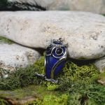 Stalowy wisior sowa z lapisem lazuli i obsydianem - 