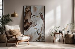 abstrakcja Żurawie, obraz ręcznie malowany OLEJNY 70x100 cm