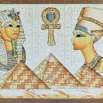 Papirus, Tutanchamon i Nefertiti, Obraz 30x40 cm, Oryginalny 100%, Egipt, papier papirusowy 17 - 