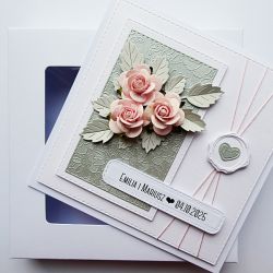 Gustowna kartka na ślub z różami z imionami