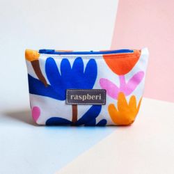 Etui na klucze z jasnego weluru – minimalistyczne kwiaty | Handmade I