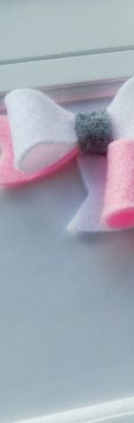 spineczki kokardki biało-różowo-szare