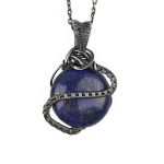Srebrny wisiorek z kamieniem lapis lazuli - wisiorek ze srebra z lapis lazuli