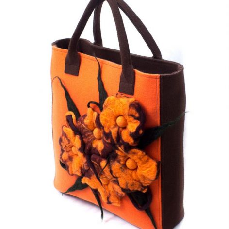 Anardeko 2014-007: Pomarańczowo brązowa torebka z filcu