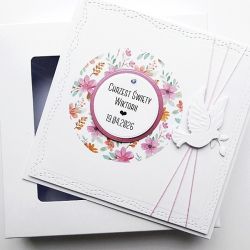 Kartka na Chrzest minimalistyczna z gołębicą