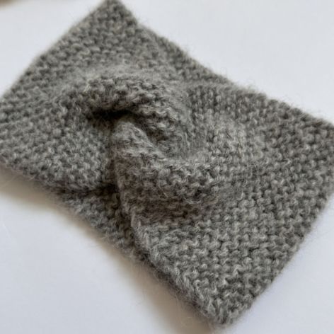 Wełniana opaska twist na głowę 100% alpaka - szara