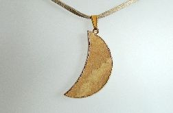 Brązowy jaspis obrazkowy, wisiorek półksiężyc w złocie