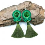 ”Silky” zielone kolczyki sutasz z chwostem - Kolczyki