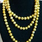 Naszyjnik z perłami, sznur pereł, żółte perły naturalne - 