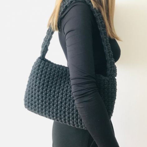 Mała torebka na ramię, grafitowa torba .