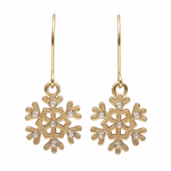 POZŁACANE KOLCZYKI ŚNIEŻYNKI Z CYRKONIAMI.