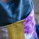 Plecak worek patchwork petrol – unikatowy plecak z weluru z kieszeniami - 
