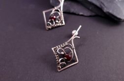 Caro - Srebrne kolczyki z granatem | fasetowany granat, srebro