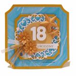 Kartka na 18 urodziny - niebieski marmur złoto - Marmur i złoto kartka na urodziny