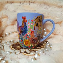 Ręcznie malowany wiejski kubek 300 ml.