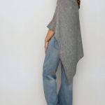 Eleganckie jasno szare ponczo, narzutka damska , otulacz, peleryna - 