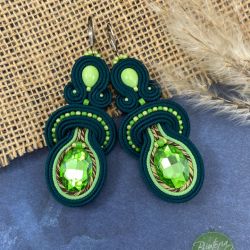 Kolczyki soutache butelkowa zieleń, wiszące 