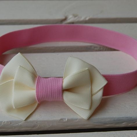 Opaska niemowlęca "Złamana biel & róż"