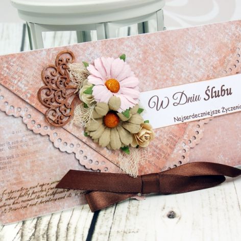 Kopertówka z okazji ślubu- różowe retro