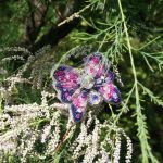 Broszka motylkowa w kolorze granatowym i różowym - Motyl to także symbol skromności, która może zmienić się z dnia na dzień w nieskazitelne piękno.