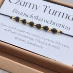 Bransoletka z czarnym turmalinem - czarna nić - 