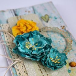 Kartka ślubna - turkusowe kwiaty