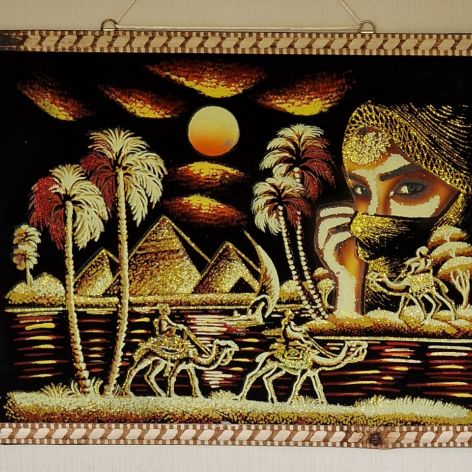 Obraz, 35x50cm, Beduinka, Piramidy, Płótno Faraońskie, Egipt, 100% oryginalny 27